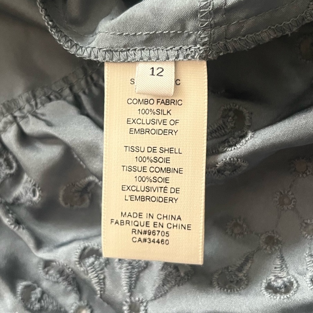 Rebecca Taylor Tie Keyhole Embroidered Eyelet Silk Peplum Top - Picture 5 of 8